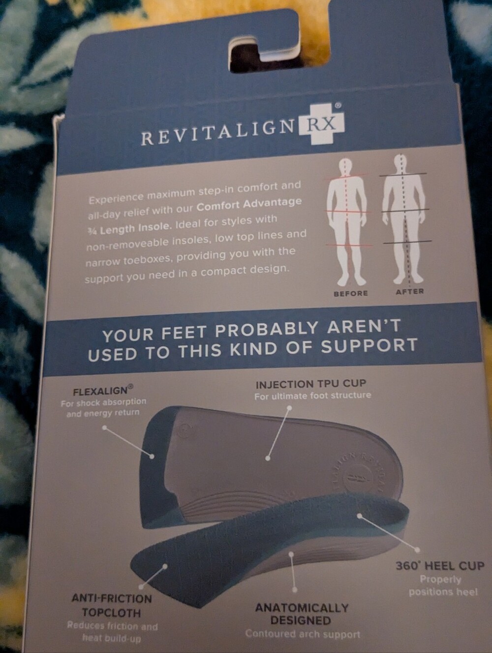 REVITALIGN RX Comfort Advantage 3/4 Insole - Blue & Gray - Picture 3 of 4